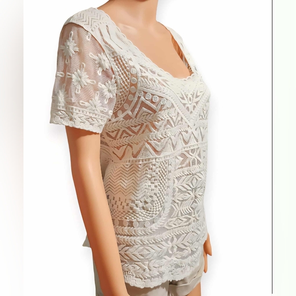 Meadow Rue Cream Lace Blouse - Picture 3 of 5